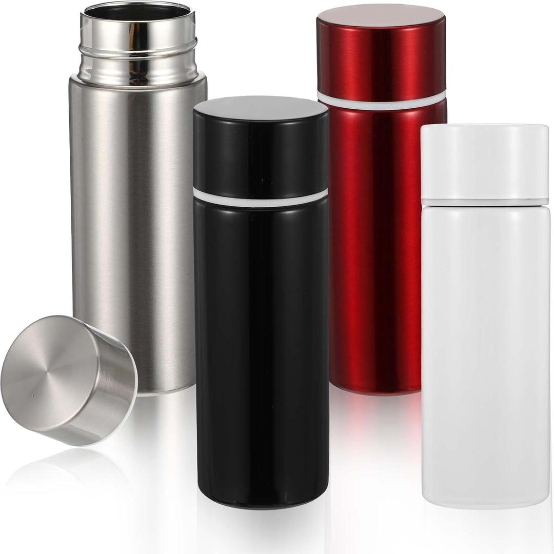 4 Pack Mini Stainless Steel Water Bottle, Insulated Small Water Bottle, Portable Leak-proof Purse Pocket Slim Water Flask, Keeps Drink Cold and Hot(5 Oz)