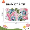 TRUEDAYS Wildflower Floral Bathroom Rug - Cute Tufted Non Slip Soft Flower Shaped Bath Mat, Washable Farmhouse & Cottagecore Bathroom Decor - Aesthetic Green Rug for Vanity, Tub, Entryway