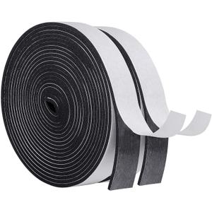 MAGZO Weather Stripping Door Seal, 1 Inch Wide X 1/8 Inch Thick Adhesive Foam Tape Soundproof Weatherstripping for Windows, 2 Rolls Total 33FT Black