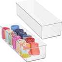 mDesign Plastic Drawer Organizer Box, Long Storage Organizer Bin Container; For Closets, Bedrooms, Use for Leggings, Socks, Ties, Jewelry, Accessories - Lumiere Collection - 2 Pack - Clear