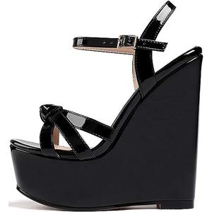 YODEKS Women's Platform Wedges|High Heel Wedge Sandals|Ankle Strap Open Toe Platform Heels, Size: 7
