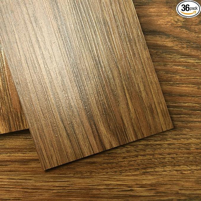 Art3d 36-Pack Peel and Stick Vinyl Floor Tiles (54 Sq.Ft), Ebony, 36 x 6 x 0.1 inches