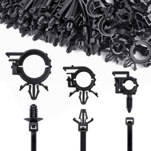 UNIGT 180pcs Nylon Universal Cable Tie Buckle, Push Mount Cable Zip Tie with Car Wire Loom Routing Clips, Universal Compatible with GM Ford Trucks Cars Sedan UTV Engine Bay Self Locking Straps