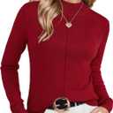 Arach&Cloz Women's Wool Blend Fall Sweaters Mock Neck Business Casual Outfits (Burgundy Red,XS )