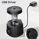 2 x Electric Pencil Sharpener, Helical Blade Automatic Pencil Sharpener, Battery/USB Cord Operated Adjustable Sharpness for 6-8 mm Pencil, Classroom, School, Office, Home, Black