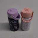 Fimibuke Kids Insulated Water Bottle, 14oz BPA FREE Double Wall Vacuum Tumbler 18/8 Stainless Steel Leak Proof Kids Cups with Straw Metal Water Bottle for School Boy Girl (2 Pack, RAINBOW/MERMAID)