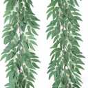 Mizii 2 Strands Artificial Vines Willows Garland 78" Fake Vine Italian Ruscus Silk Green Leaves Faux Hanging Plants Greenery Decoration for Table Centerpieces Home Room Party Wedding Decor (Willows)