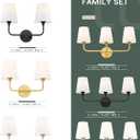 Bathroom Light Fixtures, Brushed Nickel Vanity Lights with Flared White Fabric Shade, 3 Light Wall Sconce, Modern Sconces Wall Lighting for Hallway Bedroom, VL837-BN-3