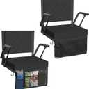 Sheenive Stadium Seats for Bleachers with Back Support (2 Pack) - 2.8'' Thick Wide Cushion & Padded Armrests, Cup Holder, Pockets, Carry Strap for Sports Events