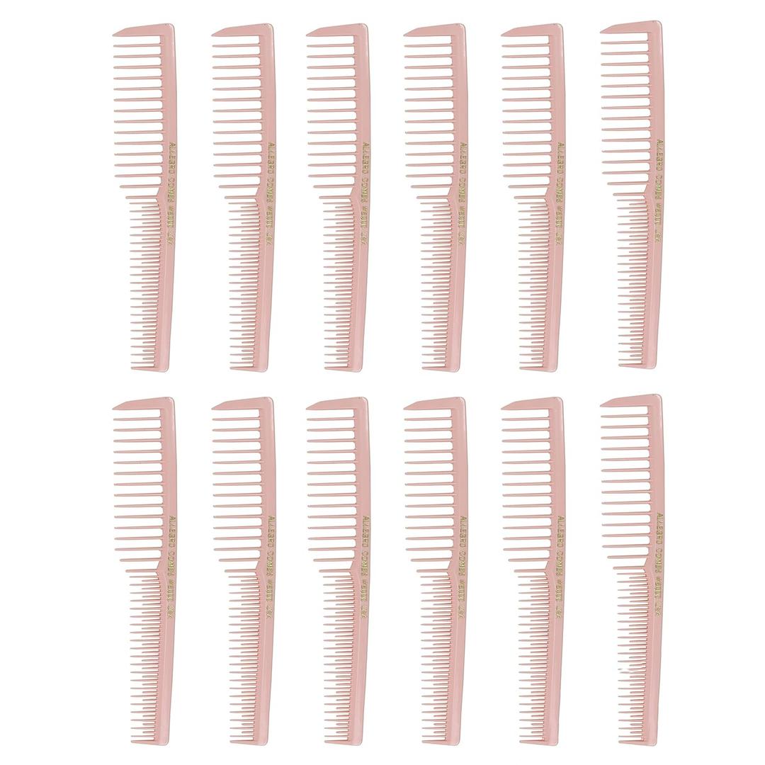 Allegro Combs 6000 Teasing Combs Lift Vent Hair Combs Space Tooth Wide Tooth Barber Stylist Curly Hair Parting 12 Pc. (Rose)