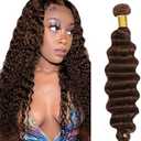 Chocolate Brown Human Hair Bundles Deep Wave 28 Inch Dark Brown Single Bundle Human Hair Extenion 1 Bundle Color #4 100g Unprocessed Brazilian Virgin Double Weft