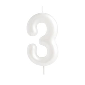 Hongplus Macaron Number 3 Birthday Candle  White Happy 3 Birthday Candles for Cake, Cake Topper Decorations for Girls Pastel Sweet 3 Birthday Party Decorations