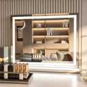 22.8x17.7in LED Vanity Mirror with 10X Magnifier, Tabletop & Wall Mounted