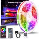 Led Lights for Bedroom 50ft (1 Roll), Color Changing RGB Led Strip Lights with 60 Keys Remote and App Control, Music Sync Led Lights for Room Kitchen Party Home Decor