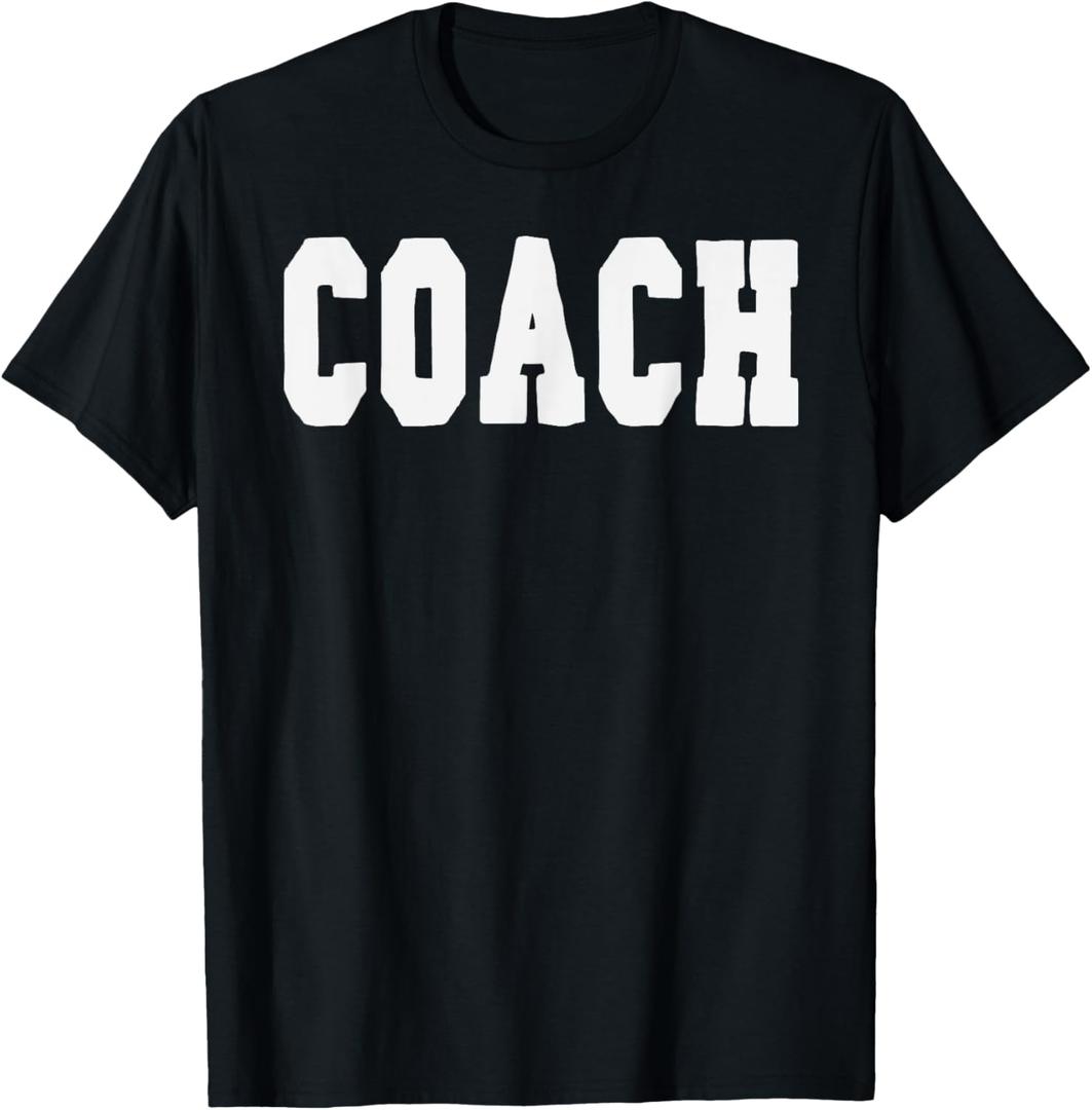 Coach Bold Lettering Halloween Costume Dress Up T-Shirt (Small, Black)
