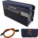 3500W Power Inverter 60V DC to 110V AC Converter with LED Display Dual AC Outlets Dual Fans Radiating for RV, Camp, Boat and Home Emergency Portable Pure Sine Wave Inverter (LED Screen, 3500W 60V)