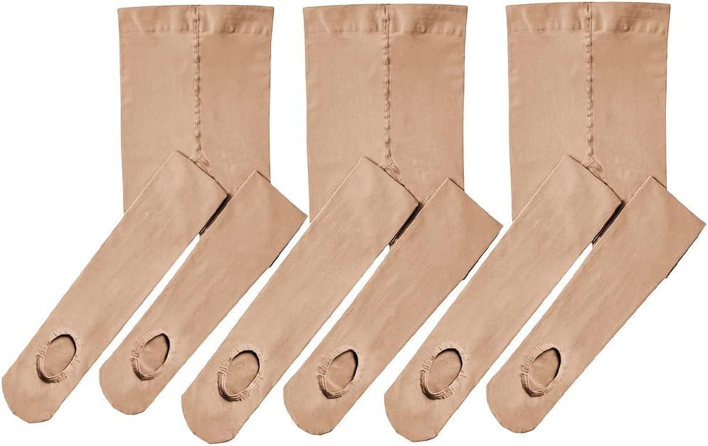 Stelle Girls Women Ballet Dance Convertible Tights Ultra Soft Pro Transition Tights (8-10 Years, 3-pack-tan)