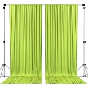AK TRADING CO. 10 feet x 8 feet Polyester Backdrop Drapes Curtains Panels with Rod Pockets - Wedding Ceremony Party Home Window Decorations - Light Green, 2 Pack