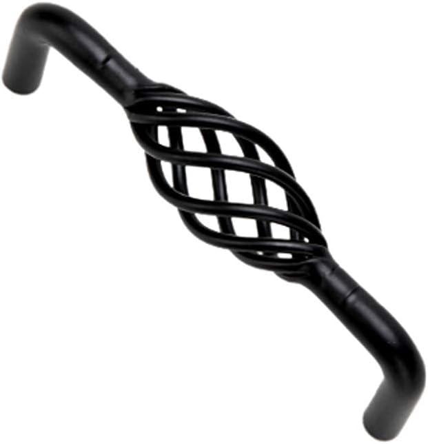6 Pack Black Birdcage Cabinet Hardware Handle Pull (96mm Hole Distance)