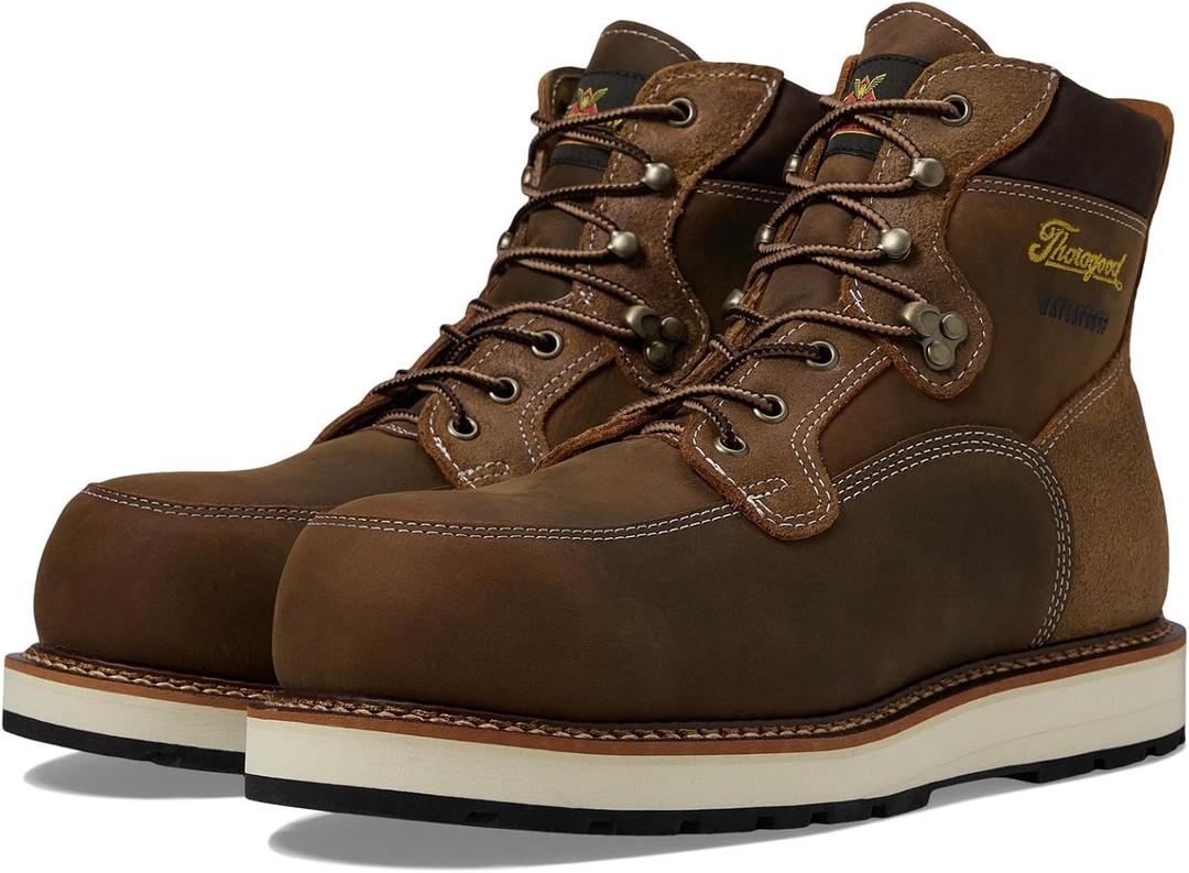 Thorogood Iron River 6 Leather Waterproof Work Boots for Men with Composite Safety Toe Oil and Slip-Resistant Outsole 38