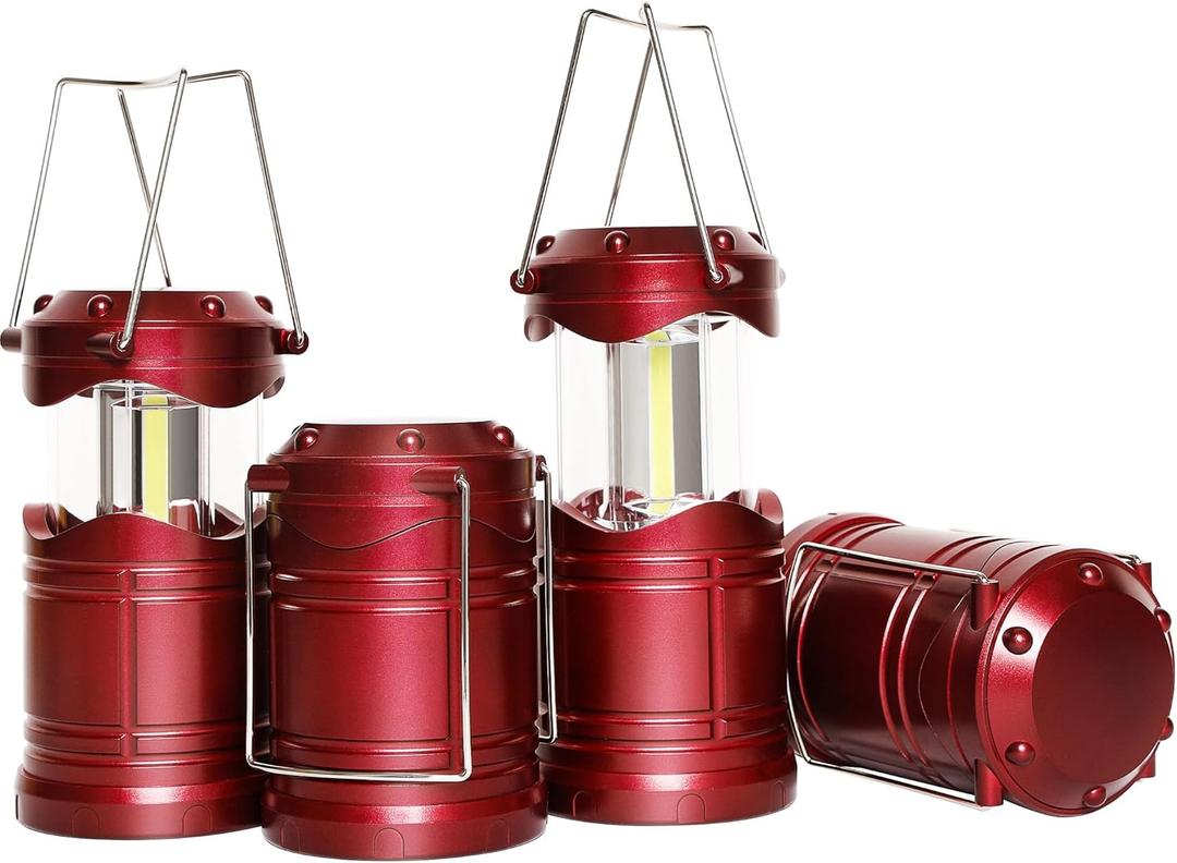 Lichamp LED Camping Lantern, 4 Pack Battery Powered Flashlight for Power Outages, Portable Collapsible Hanging Light Essential for Home, Outdoor, Emergency Lamp Survival Kit Gear for Hurricane, B4BD