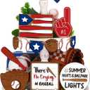 FairySandy 13 Pcs Baseball Tiered Tray Decor Wooden Baseball Table Centerpieces Decor Rustic Wooden Sport Game Sign for Fans Theme Party Supplies