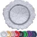 Silver Reef Charger Plates 13inch, Set 10PCS Plastic Floral Charger Plates Wedding for Dinner,Wedding,Party,Event,Decoration(Reef Silver10)