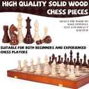 20 Inch Super Large Wooden Chess Set, Hand-Carved Wooden Chess Pieces with 4.5 King, Built-in Storage & 2 Extra Queens, Luxury Folding Tournament Chess Board Game for Adults and Kids
