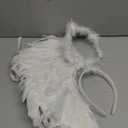 Angel Wings and Halo Adult Feather Angel Wings Costume for Women Halloween Cosplay Costumes (White)