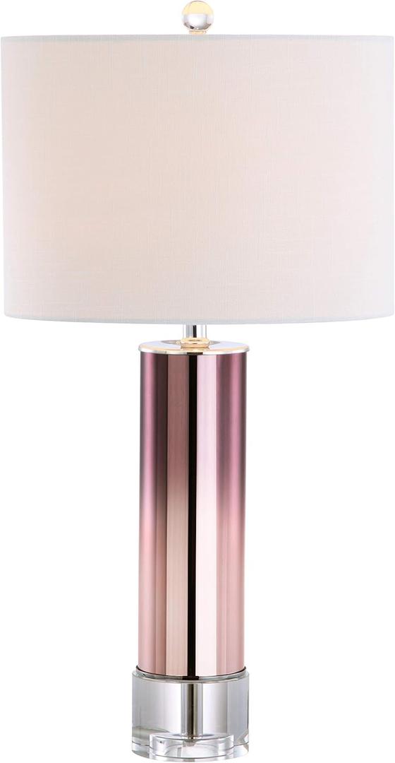 JONATHAN Y JYL1069B Edward 27" Glass/Crystal LED Table Lamp Contemporary Transitional Bedside Desk Nightstand Lamp for Bedroom Living Room Office College Bookcase LED Bulb Included, Pink