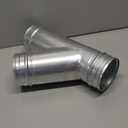 QWORK 4" Duct Splitter, 45 Degree 4 Inch Branch Metal Duct Connector 3 Way Hose Adapter/Splitter (1 Pack)