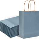 Whaline 24Pcs Kraft Paper Bags Calming Blue Gift Bags with Handles Candy Goodie Treat Bags Grocery Shopping Bags for DIY Crafts Baby Shower Birthday Wedding Party Supplies, 5.9x3.1x8.3inch