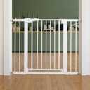 BABELIO Safety Gate Door Fits for Stairs, Narrow and Wide Doorways with Auto Close, Easy Install, No Drilling, Pressure Mounted for Baby, Child, Pets, Dog/Puppy, 26''-40'', White