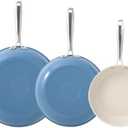Redchef Non Stick Ceramic Frying Pan Set, Non Toxic Ceramic Pans for Cooking, 8" 9.5" 11" Skillet Set, No PFAS & PTFE & PFOA with Stainless Steel Handle, Dishwasher & Oven Safe Max up to 842°F (Blue)