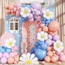 Daisy Flower Balloon Arch Kit, 168Pcs Blue Peach Balloon Garland Arch Kit for Wild Flower Baby in Bloom Baby Shower Spring Daisy Theme Girls' Birthday, Puppy-Themed Party Supplies, Dog Party
