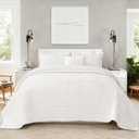 Quilt Set Oversized King Size 120x128 Luxurious Velvet Bedding Sets with 2 Pillow Shams 20x36 3 Pieces Ultra Soft Quilted Bedspread Coverlet Comforter for All Season,Cream White