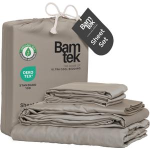 Viscose Bamboo Sheets - Cal King Sheet Set 4PC - Cooling Sheets for Hot Sleepers with Moisture Wicking Technology - Silky Soft 18 Inch Deep Pocket - Sand 72"x84"