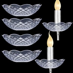 Bonuci 6 Pcs Chandelier Bobeche Replacement 4 Side Holes 4 Inch Clear Cups Elegant Chandelier Parts Plastic Bobeche for Home Wedding Birthday Party Diner Decor(Classic Style)