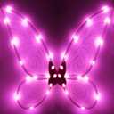 quescu Light up Fairy Wings for Adults,LED Butterfly Wings for Girls Women,Halloween Costume Dress Up,Gifts for Kids (Pink)