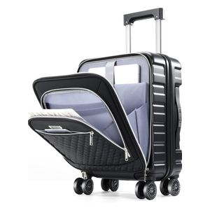 Lekebobor 18 Inch Carry On Luggage Airline Approved, Hybrid Soft Hard Shell Travel Suitcase with Removable Spinner Wheels, TSA Lock, Front Pocket for Women, Black Lekebobor 18 Inch Carry On Luggage Airline Approved, Hybrid Soft Hard Shell Travel Suitcase with Removable Spinner Wheels, TSA Lock, Front Pocket for Women, Black