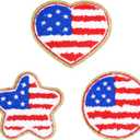 2 x 4th of July Iron On Patches Chenille Patches Independence Day American Flag Patriotic Iron On Patches for Hats Clothes Jacket Backpack Jeans Pants Dress (Star,Circle,Heart)