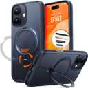 TORRAS Q3 360 Spin for iPhone 17 Case with Camera Control Button, Fit for MagSafe, Military Grade Protective Kickstand Case for 17 Phone Case with Stand, Black