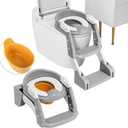3 in 1 Toddler Potty Training Seat Chair with Ladder and Basin for Boys and Girls, Adjustable Kids Potty Training Seat for Toilet with Anti-Slip Wide Steps and Safety Handles (Grey)
