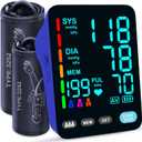 Blood Pressure Monitor, Automatic Upper Arm Blood Pressure Monitors for Home Use, 2 Blood Pressure Machine Cuff(9-17in & 13-21in) with Large LED Backlit Display, 3x199 Reading Memory Users Blue