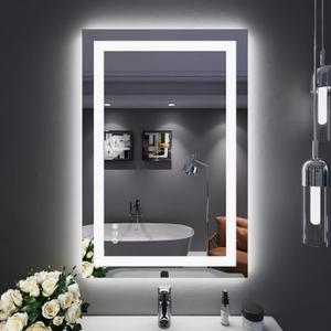 LOAAO 24"X36" LED Bathroom Mirror with Lights, Anti-Fog, Dimmable, Backlit + Front Lit, Lighted Bathroom Vanity Mirror for Wall, Memory Function, Tempered Glass, Safe to Use, ETL Listed