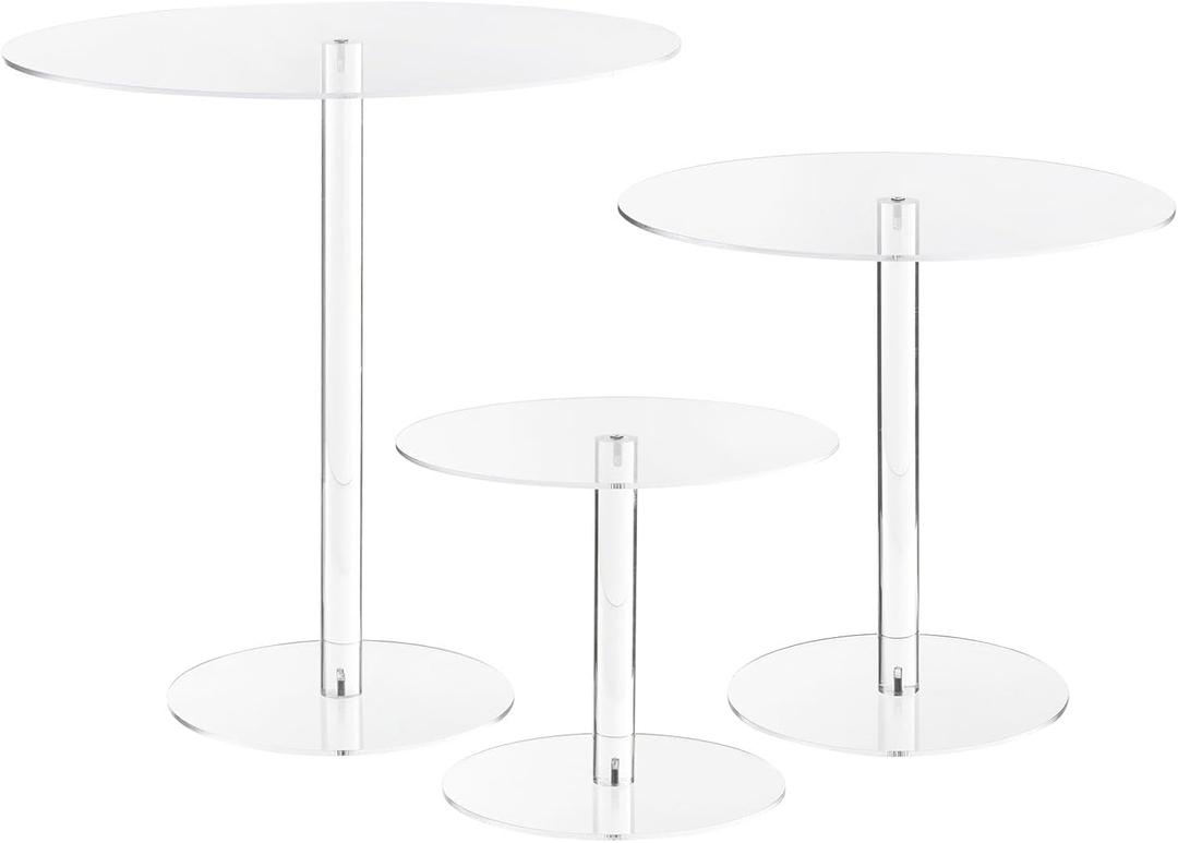 uxcell 3Pack Acrylic Cake Stand, Round Cake Stands for Dessert Table, Clear Cupcake Holders for Wedding Event, Birthday Party, Acrylic Showcase Stand for Pastry Candy Pizza Display Clear