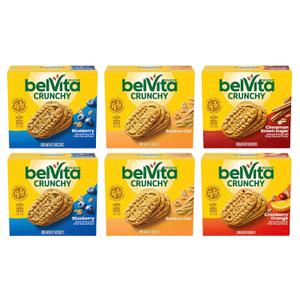 belVita Breakfast Bars Biscuits Variety Pack, 4 Flavors, 30 Total Packs, 6 Boxes (4 Biscuits Per Pack), BB Date: 10/13/2025