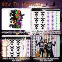 2 x ADLKGG Halloween Party Decorations, 2Pcs Orange Purple Black Green Bat Spider Ghost Witch Hat Pattern Foil Fringe Curtains, Halloween Party Streamers Photo Booth Props for Birthday Anniversary