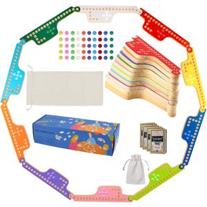 Colorful Jokers and Marbles Board Game Pegs and Jokers Card Game for 2-10 Players 10 Solid Wood Game Boards 10 Colors 50 Marbles 4 Decks of Cards Full Size Game Set (10 Players-10 Colors)