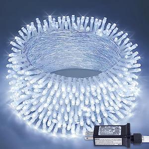 YOUNGAR 98FT String Lights Outdoor, 8 Modes Fairy Twinkle Christmas 200 LED Lights, 30V Plug-in for Tree, Home, Garden, Wedding, Party, Holiday Indoor Decoration, Cool White